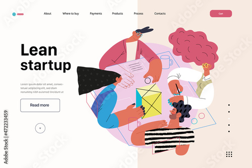 Startup illustration, website landing template. Concept of building new business