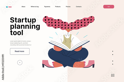 Startup illustration, website landing template. Concept of building new business