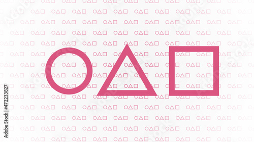 background filled with triangular, square, round shapes like game buttons