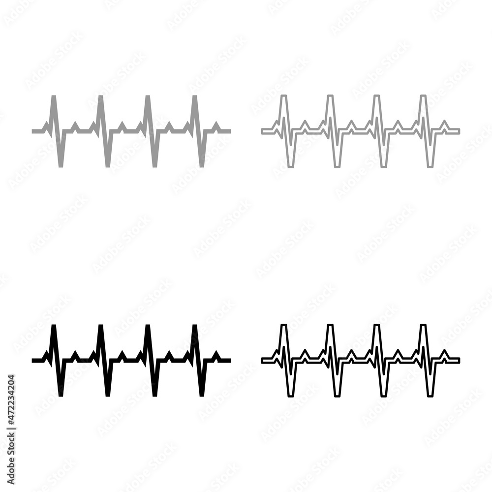 Pulse graph Heart beat Cardiogram rhythm graphic ecg Echocardiogram set