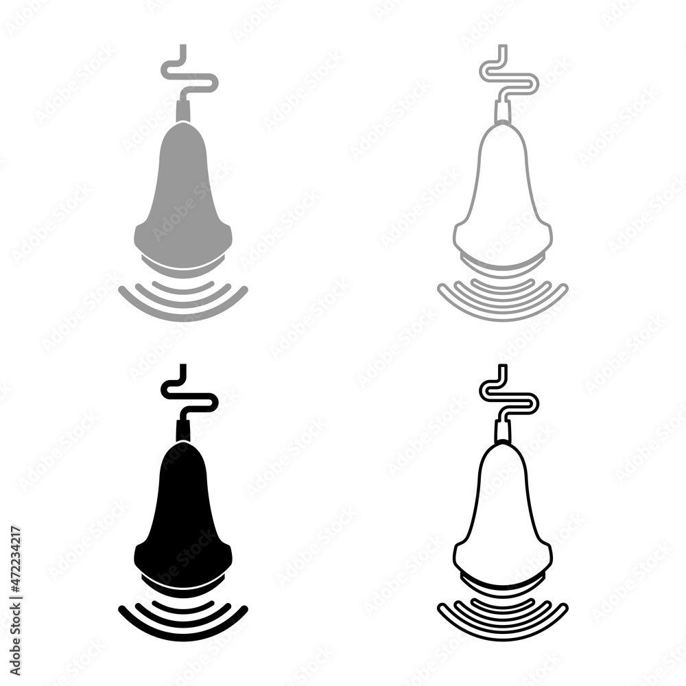 Ultrasound tool with wave medical diagnostic device equipment echograpy set icon grey black color vector illustration image flat style solid fill outline contour line thin Ultrasound tool with wave medical diagnostic device equipment echograpy set icon grey black color vector illustration image flat style solid fill outline contour line thin