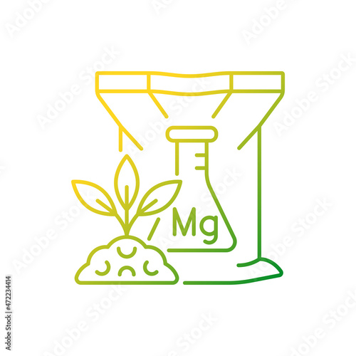 Magnesium fertilizer gradient linear vector icon. Chemical plant and soil supplement. Magnesia enrichment. Thin line color symbol. Modern style pictogram. Vector isolated outline drawing