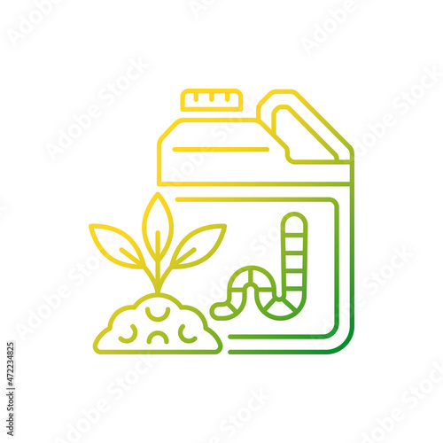 Earthworm castings gradient linear vector icon. Organic soil and plants supplement. Worm waste used as feeding. Thin line color symbol. Modern style pictogram. Vector isolated outline drawing
