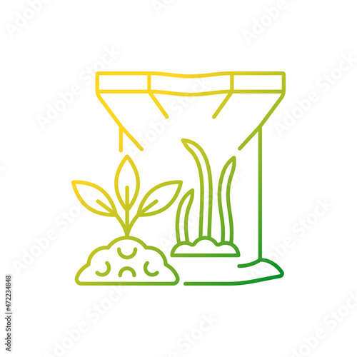 Sapropel gradient linear vector icon. Organic soil and plants supplement. Marine debris, sediment used as feeding. Thin line color symbol. Modern style pictogram. Vector isolated outline drawing