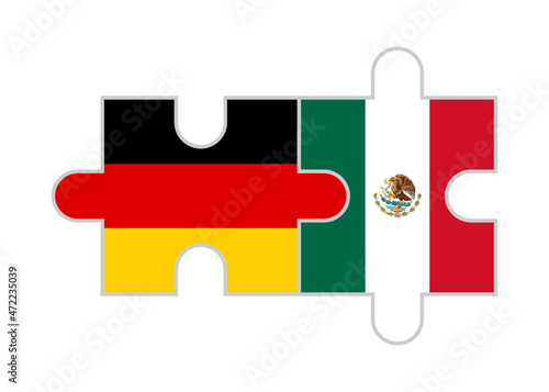 puzzle pieces of germany and mexico flags. vector illustration isolated on white background