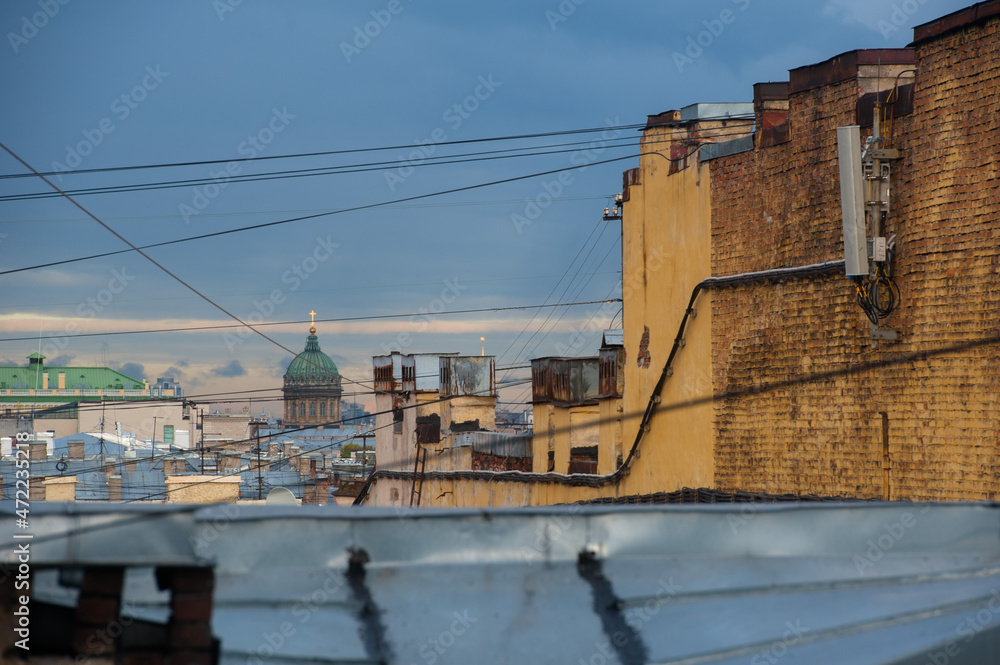 View of St Petersburg from the roof of a house