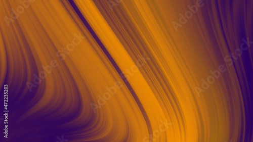 Fluid vibrant gradient of purple orange colors with smooth movement in the frame swaying to the side with copy space. Abstract lines background and Halloween concept