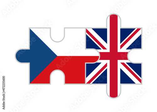 puzzle pieces of czech republic and united kingdom flags. vector illustration isolated on white background