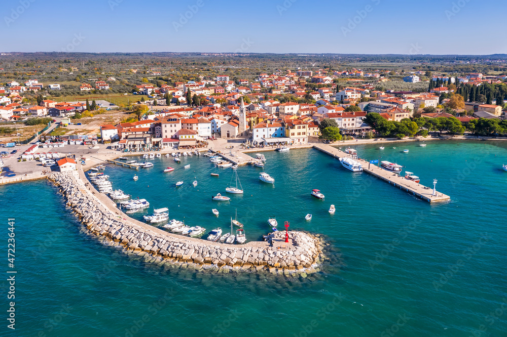 An aerial view of Fazana, Istria, Croatia