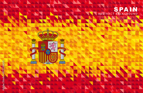 Spain flag. Abstract background of small triangles in the form of colorful red and yellow stripes of the Spanish flag.
