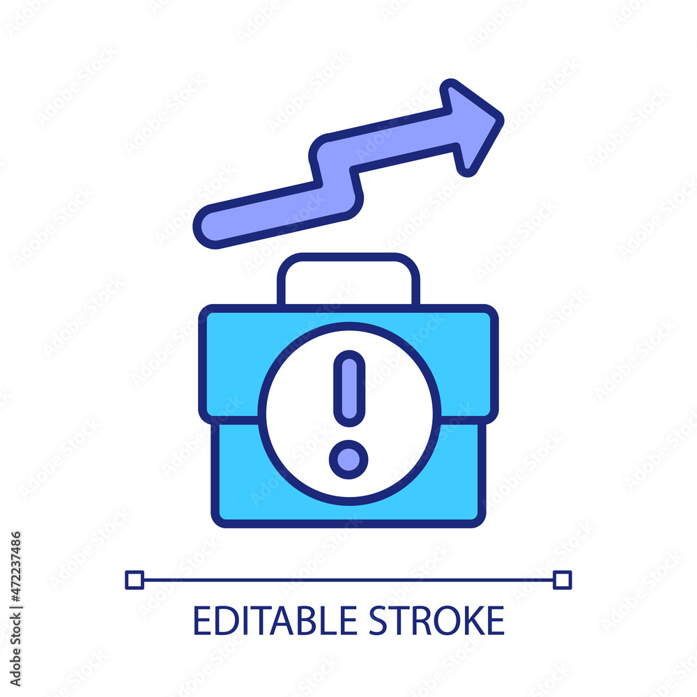 Business expansion RGB color icon. Company growth and development. Isolated vector illustration. Business briefcase. Market and commerce. Simple filled line drawing. Editable stroke Business expansion RGB color icon. Company growth and development. Isolated vector illustration. Business briefcase. Market and commerce. Simple filled line drawing. Editable stroke