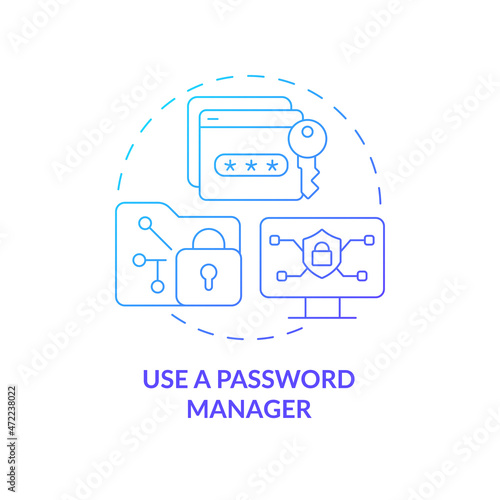 Password manager blue gradient concept icon. Generating complex passwords for personal data safety abstract idea thin line illustration. Online security. Vector isolated outline color drawing