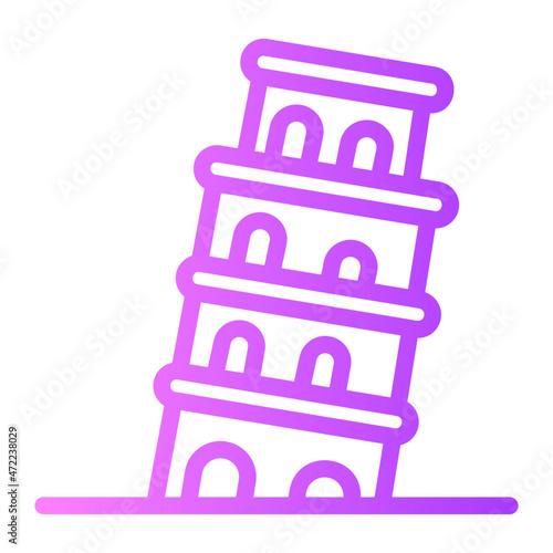 pisa tower gradient icon