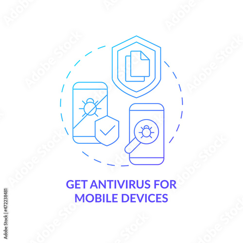 Installing antivirus for mobile devices blue concept icon. Personal information protection abstract idea thin line illustration. Privacy online protection. Vector isolated outline color drawing