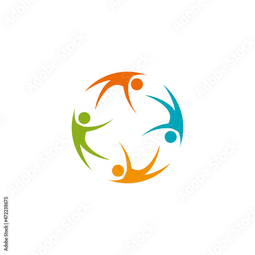 Colorful circular symbol of people. Vector