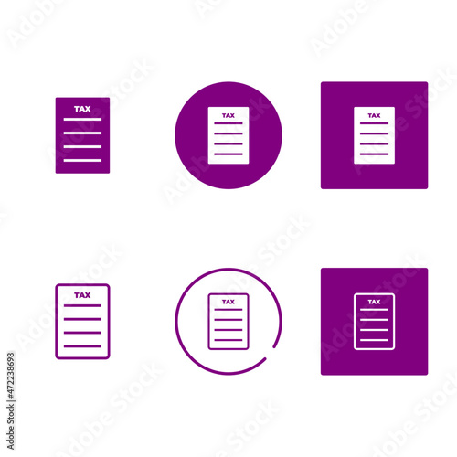 Solid and line tax form icons design. Tax icons set