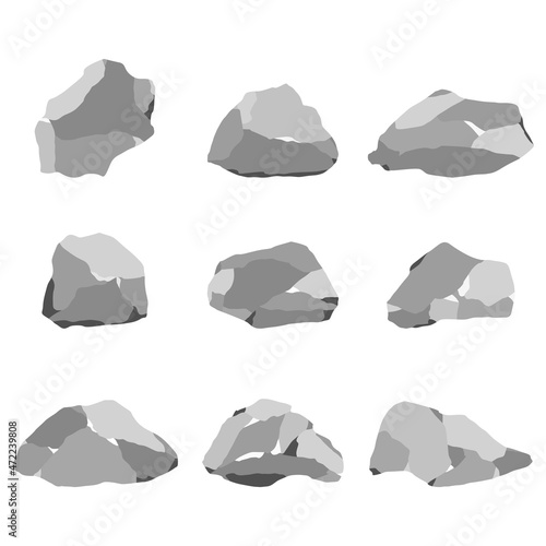 Silver stones vector cartoon set isolated on a white background.
