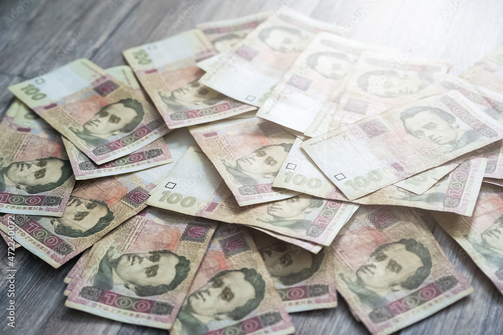 Ukrainian hryvnia close-up and copy space. A lot of Ukrainian bills, crisis, property, poverty, wealth... Ukrainian hryvnia close-up and copy space. A lot of Ukrainian bills, crisis, property, poverty, wealth...