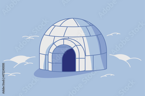 Igloo house vector cartoon illustration isolated on background.