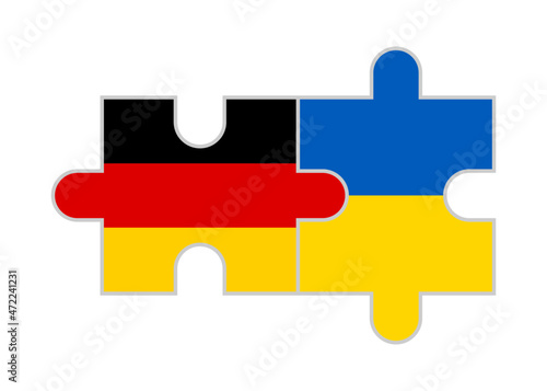 puzzle pieces of germany and ukraine flags. vector illustration isolated on white background