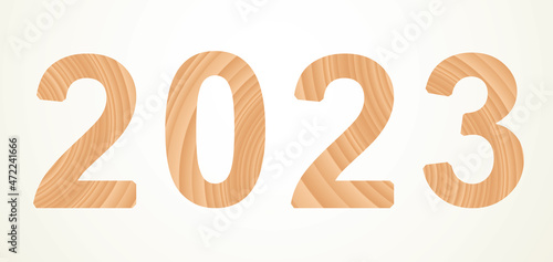 Vector wooden New Year numbers isolated on white background
