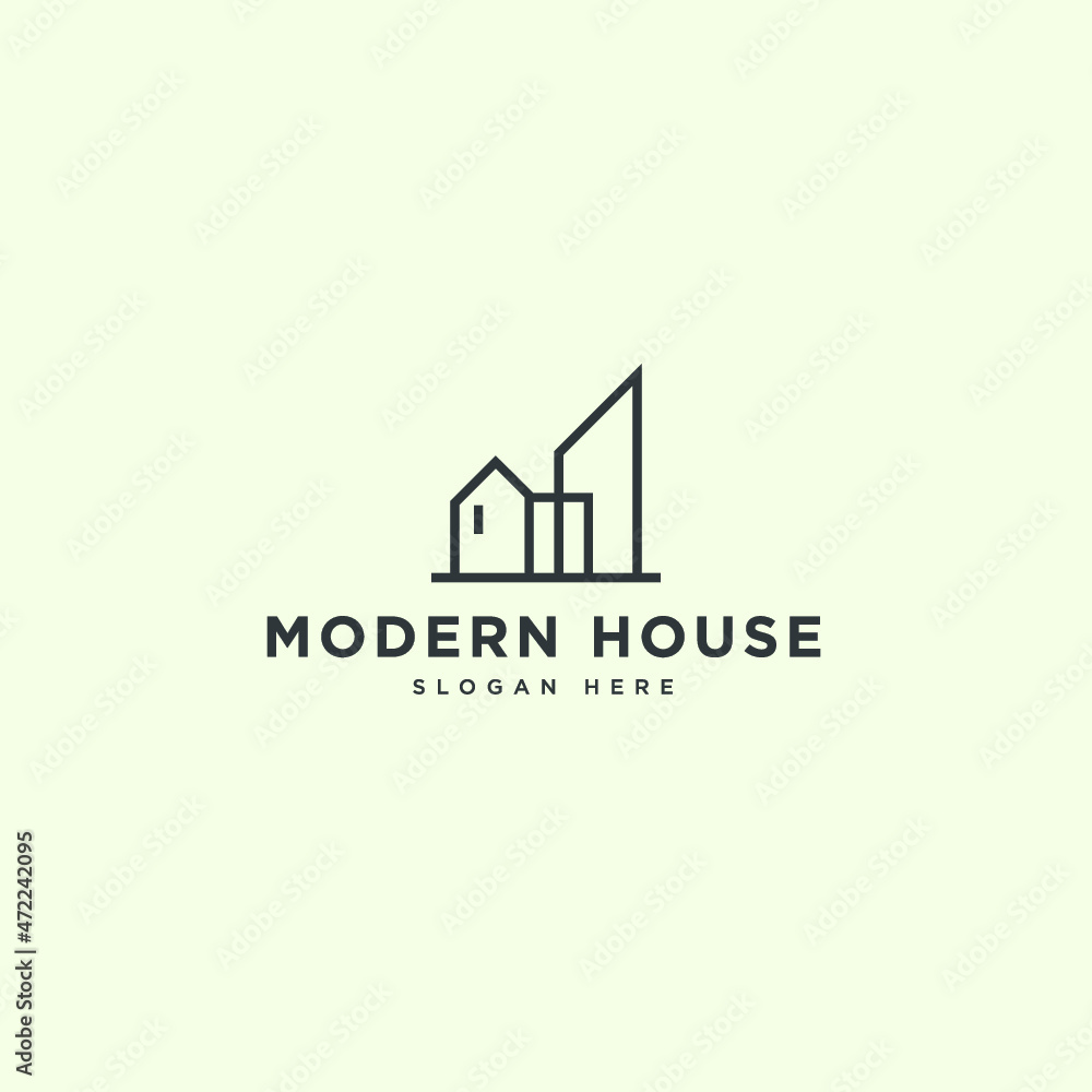 Modern house Building real estate property logo design