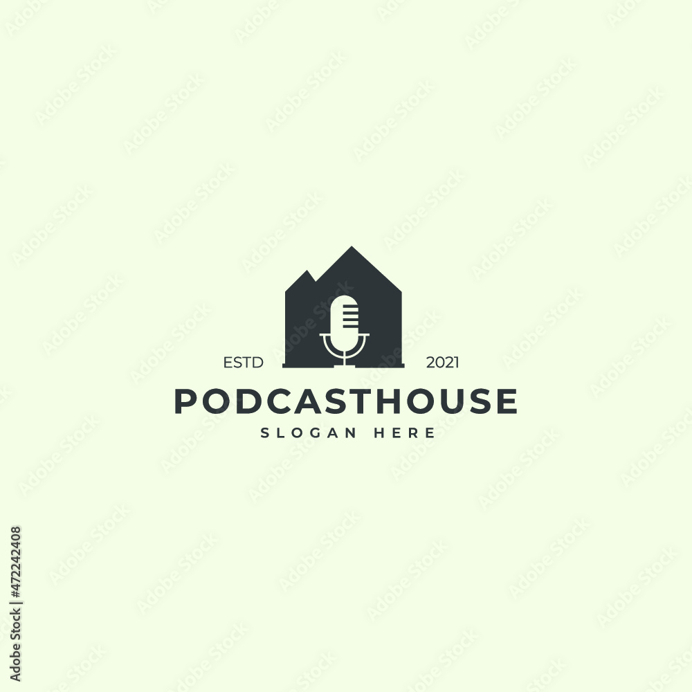 Silhouette Podcast house logo design