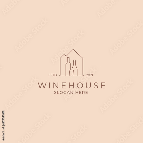 Liquor store shop cafe beer wine house logo design