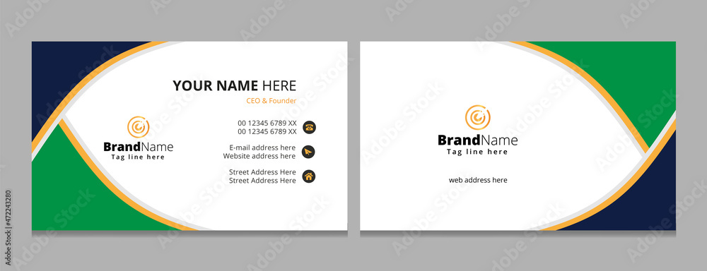 Modern Corporate Business Card Template Design, Fully Editable Template.
