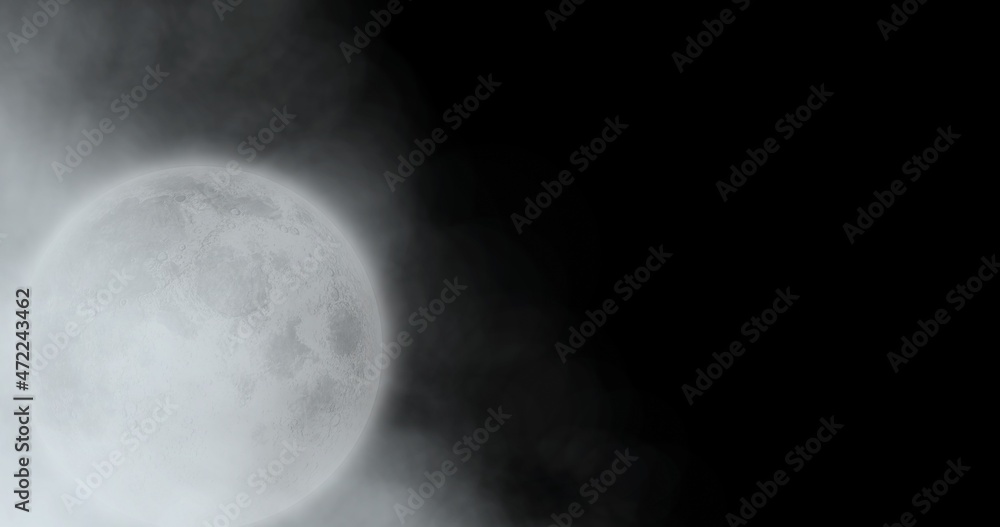 Naklejka premium Digital composite of full moon at night with copy space