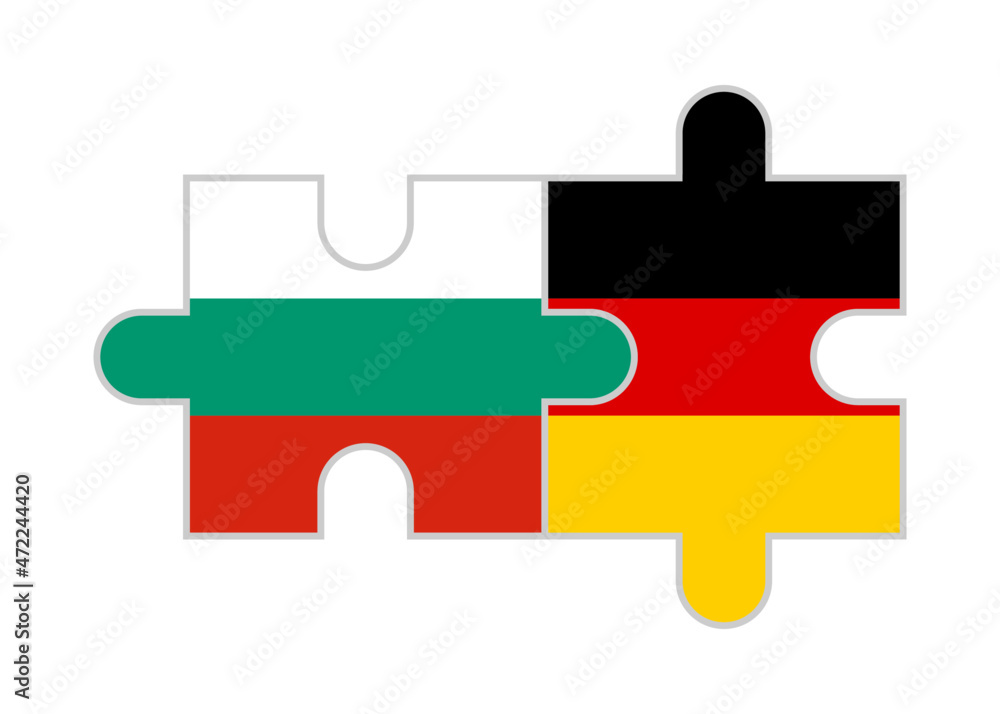 Obraz premium puzzle pieces of bulgaria and germany flags. vector illustration isolated on white background