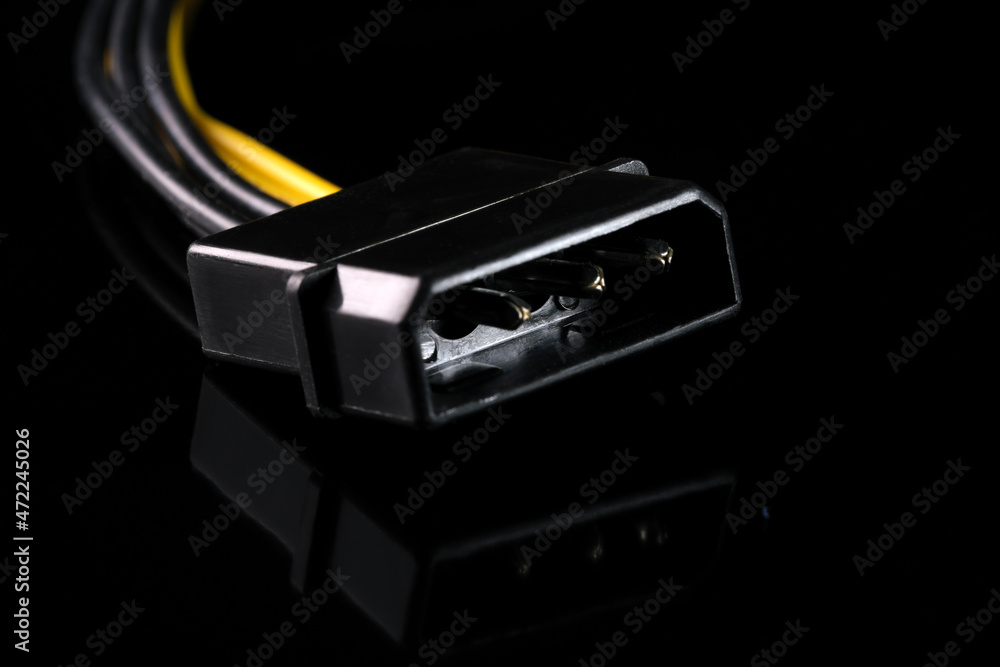 Computer connector on a black background Computer connector on a black background