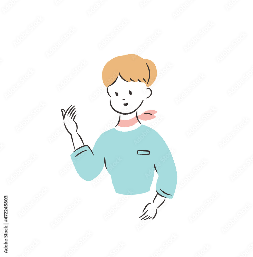 ビジネスウーマン上半身　こちらへどうぞ