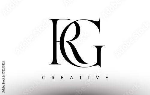 RG Minimalist Serif Modern Letter Logo in Black and White. RG Creative Serif Logo Design Icon Vector photo