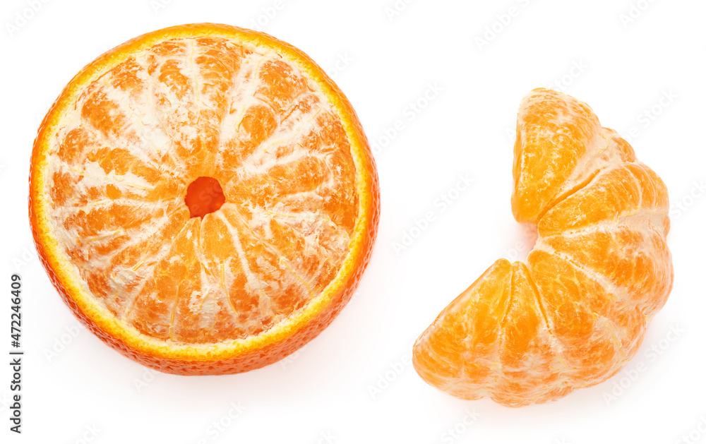 Peeled Mandarines oranges fruits or tangerines isolated on white background. Peeled Mandarines oranges fruits or tangerines isolated on white background.