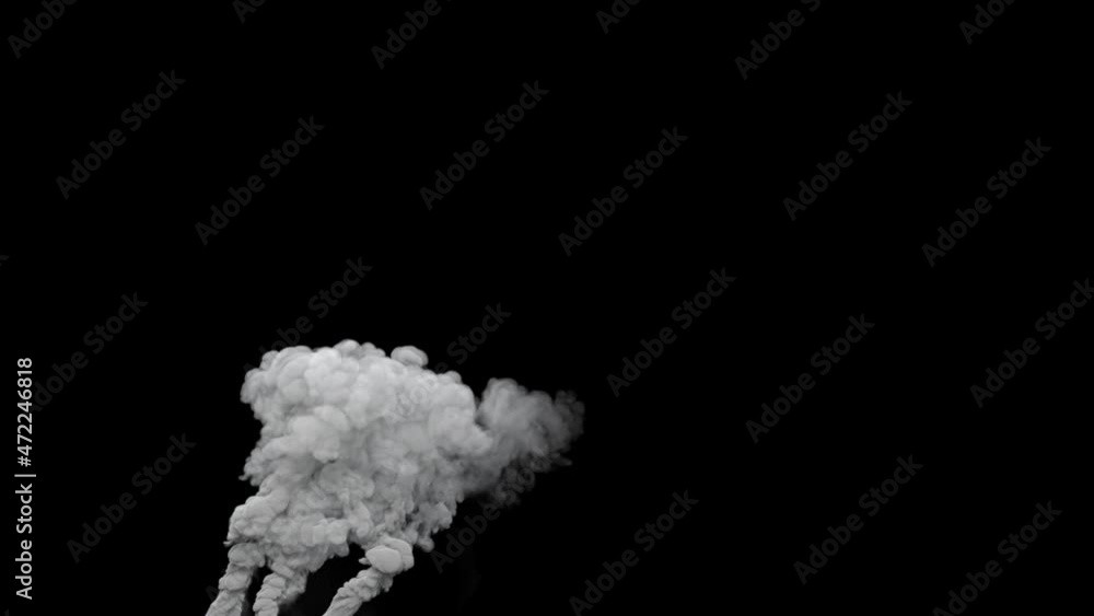 grey contamination smoke exhaust from explosion on black, isolated grey contamination smoke exhaust from explosion on black, isolated