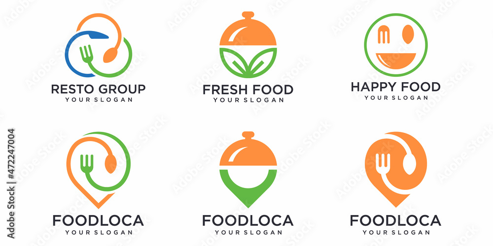 Food logo icon set. vector illustration template design Food logo icon set. vector illustration template design
