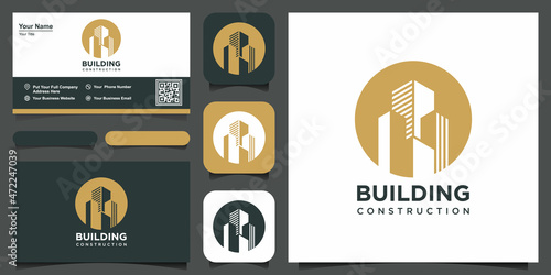 abstract urban logo and business card design vector.