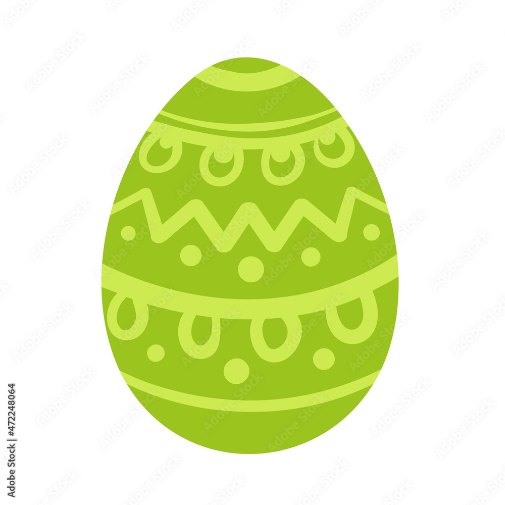 Green Easter Egg wtth ornament vector illustration