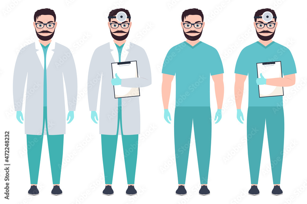 young man doctor in full height, vector illustration
