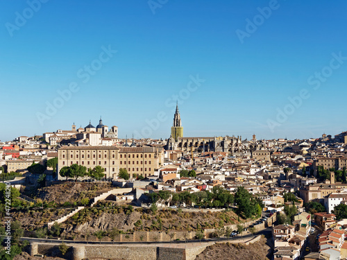 The scenery of Toledo city in Spain with the old and historic buildings which is the UNESCO World Heritage Site.