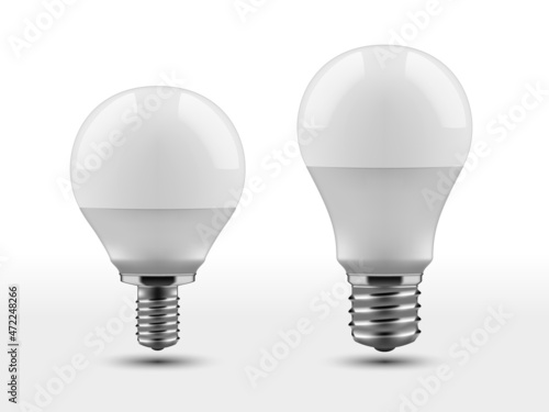 3D LED Light Bulb With Shadow On White Background