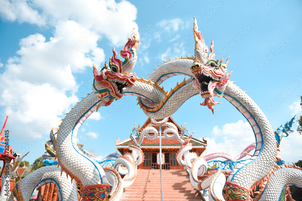 Obraz premium thai dragon statue in temple