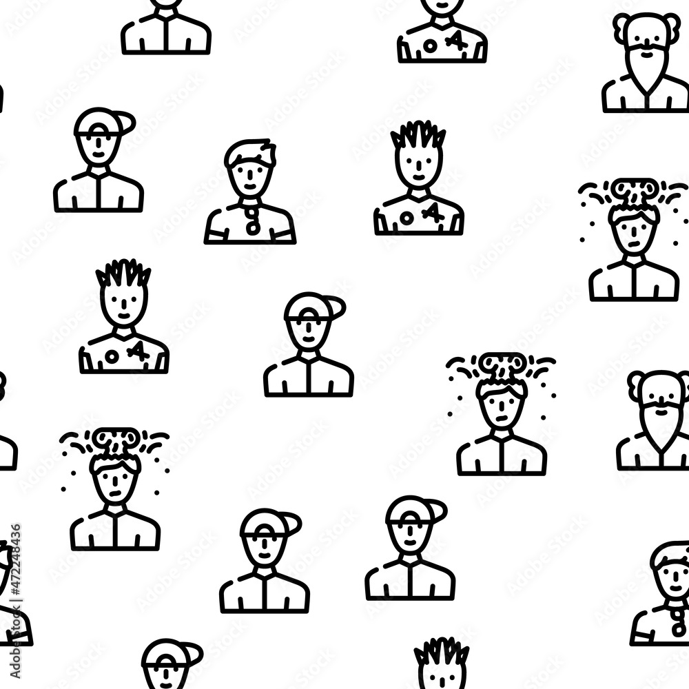 Male Business And Expression Vector Seamless Pattern Thin Line Illustration Male Business And Expression Vector Seamless Pattern Thin Line Illustration