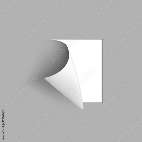 Curled Corner Of 3D Gray Rectangular Page