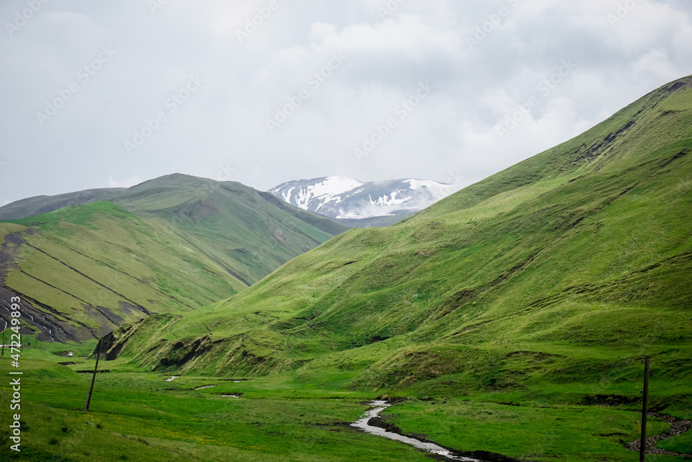 Beautiful green valley in the mountains of Dagestan