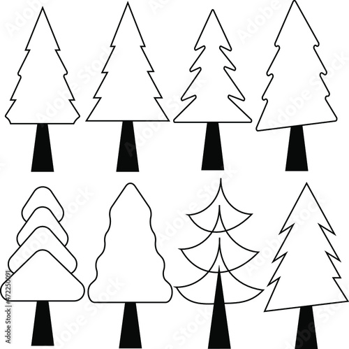 Set of Tree Vectors. Christmas tree vectors with white back ground.