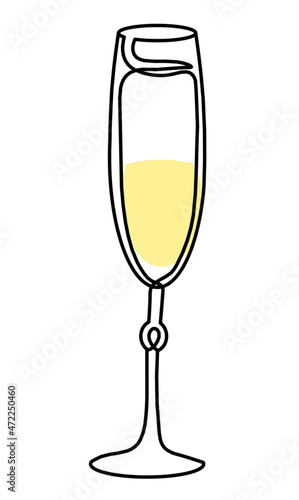 Drawing line wineglass on the white background