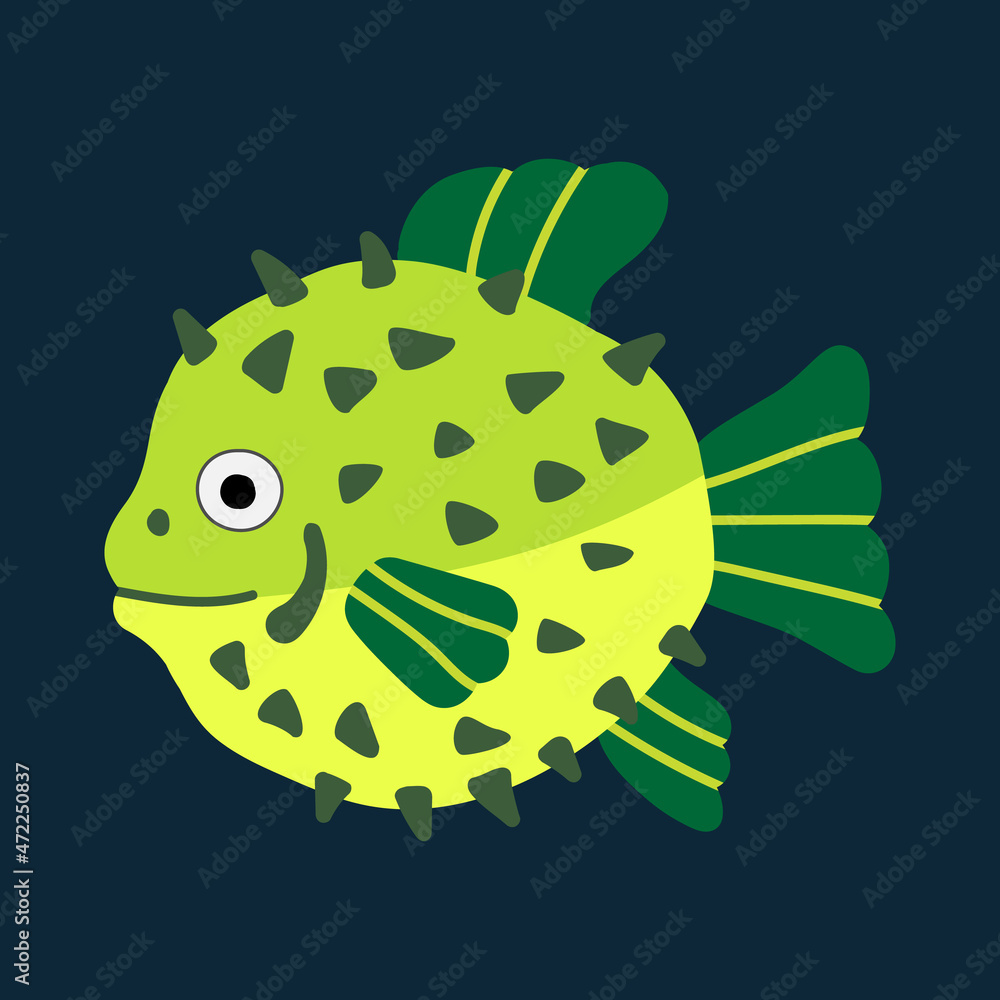 Fugu fish in cartoon flat style. Isolated vector. Fugu fish in cartoon flat style. Isolated vector.