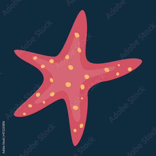 Star fish in cartoon flat style. Isolated vector.